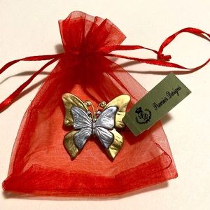 Butterfly metal brooch